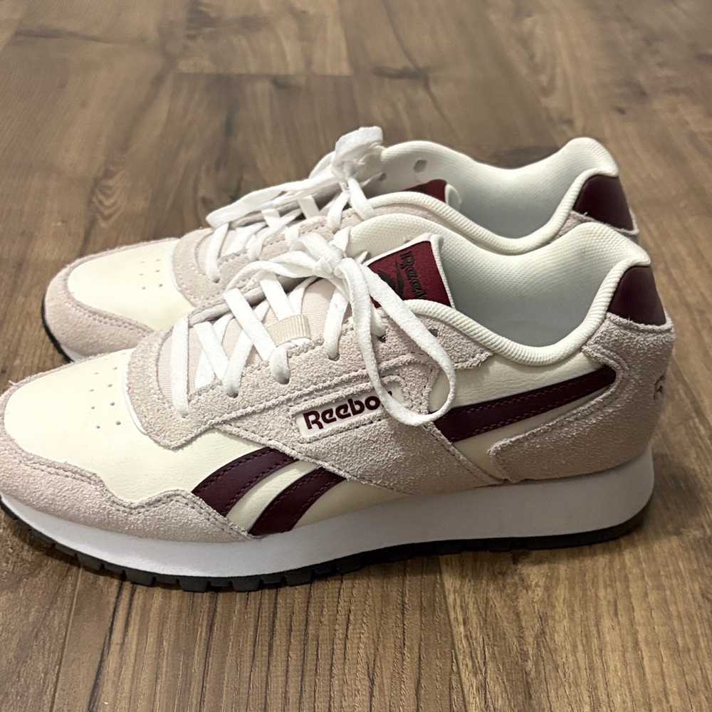 Reebok Classic Cream and Maroon Sneakers